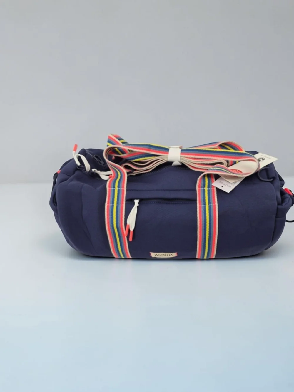 NWT Wildfox Navy Duffle Bag with Rainbow Straps - Picture 2 of 8